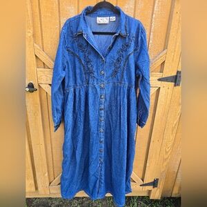 Embroidered Blue Denim Dress